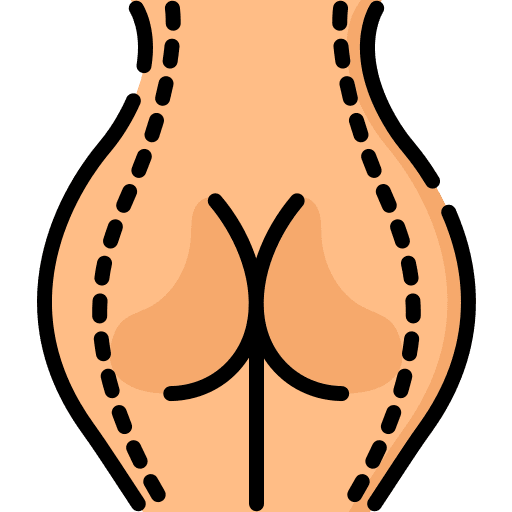 Aesthetic healthcare and medical gluteus arrows icon