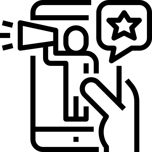 Influencer people smartphone megaphone icon