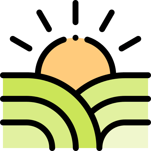 Farming and gardening field meadow farming and gardening icon