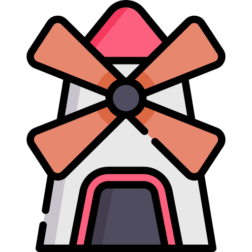 Windmill farming and gardening landscape nature icon