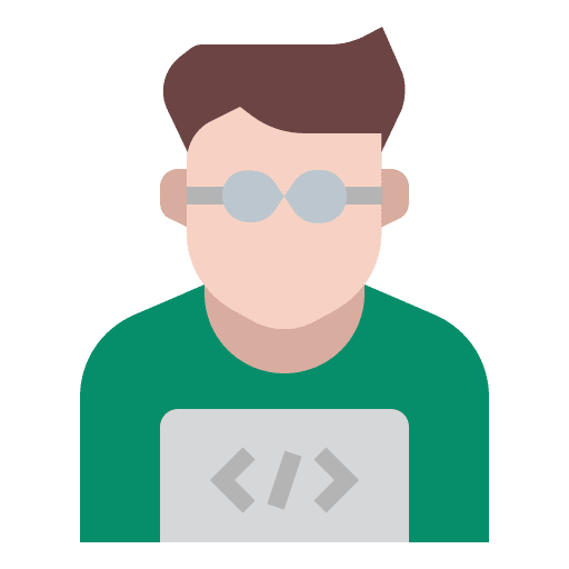 Programmer people computer desk icon