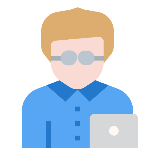 Office worker man computer employee icon