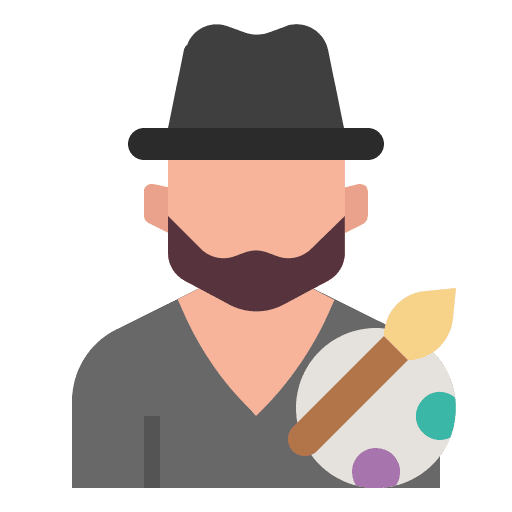 Artist man professions and jobs hat icon