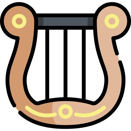 Lyre music and multimedia string instrument music icon