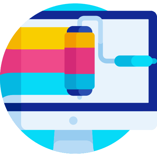 Coloring computer art and design paint roller icon