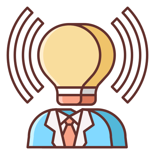 Brand awareness light bulb head user icon