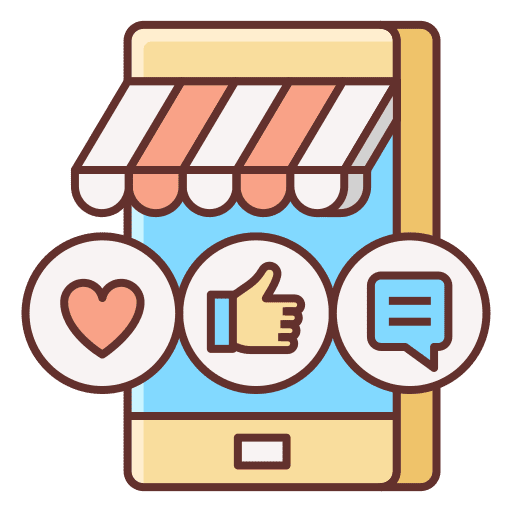 Influencer location commerce and shopping comment icon