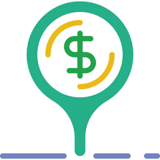Money map pointer business and finance map location icon