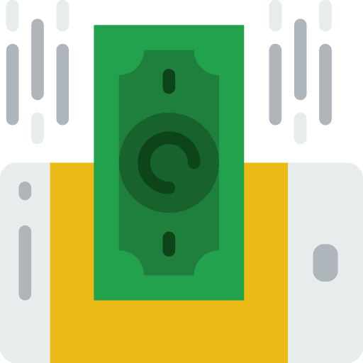 Money transfer business and finance payment mobile phone icon