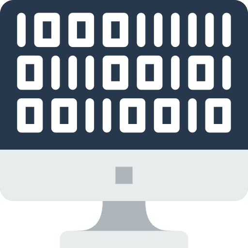 Binary code computer monitor business and finance icon