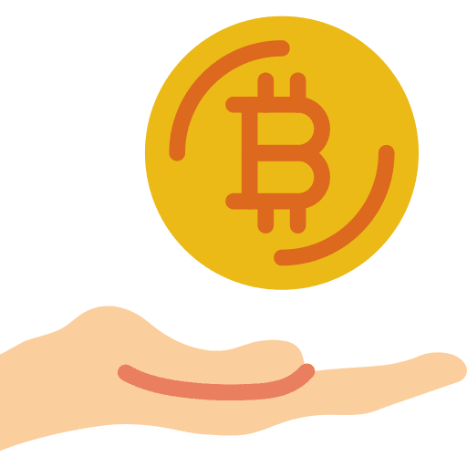 Bitcoin money give bitcoin hand icon
