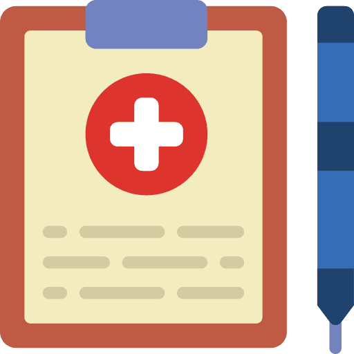 Medical file health report medical history checking icon