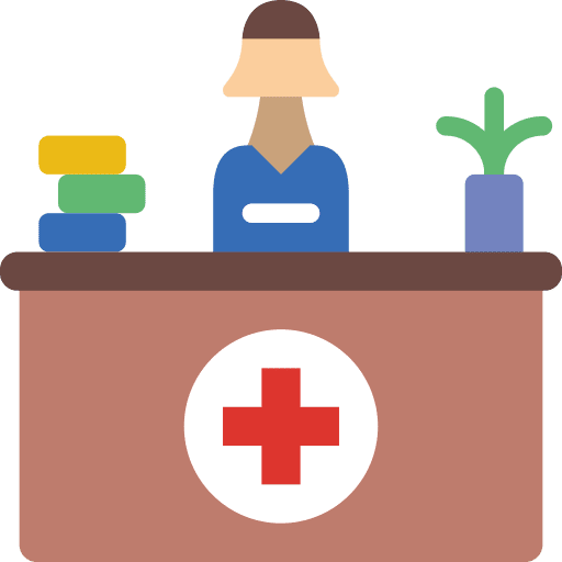 Reception hospital woman people icon