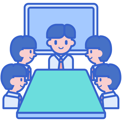 Board meeting line graph company analytics icon