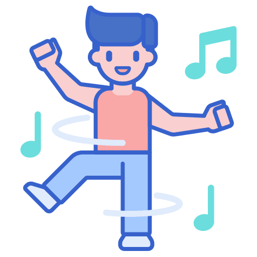 Dance party time happy birthday and party icon