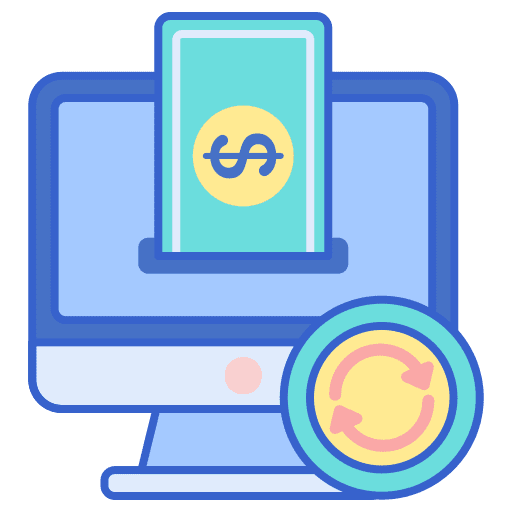 Payment exchange cash debit card icon