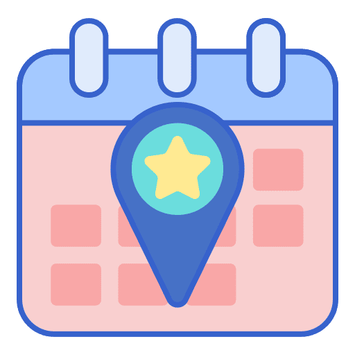 Event location month calendar maps and location icon