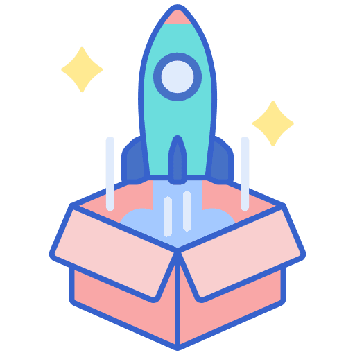 Product lauch business and finance parcel box icon