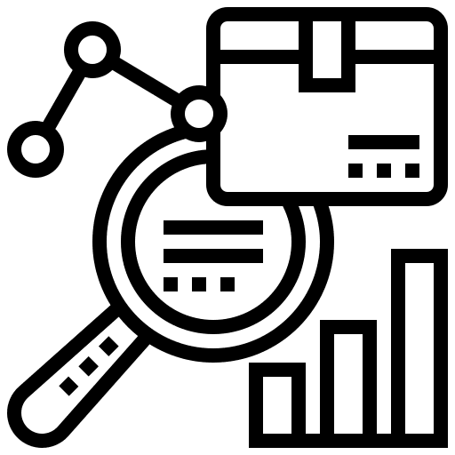 Data analysis magnifying glass charts statistics icon