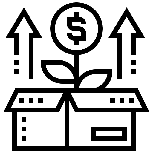 Growth plant order up arrows icon