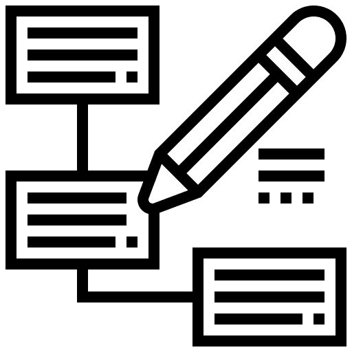 Planning organized business and finance flowchart icon