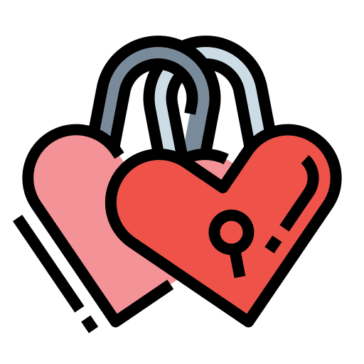 Padlock heart shaped secure security icon