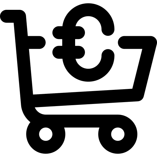 Shopping cart euro commerce and shopping shopping cart icon