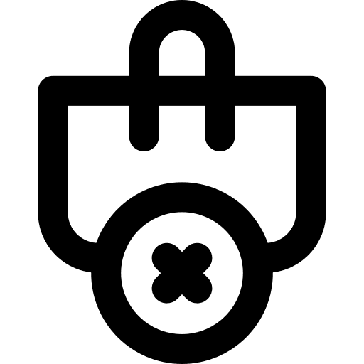 Shopping bag cancel shopping bag commerce icon