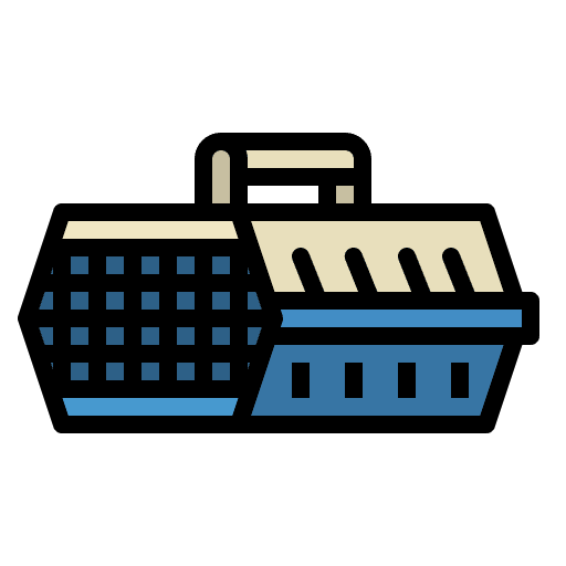 Basket pet carrier animals transportation icon