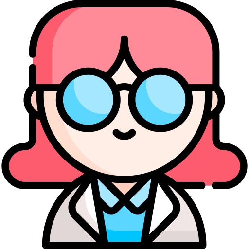 Scientist professions and jobs flask female icon