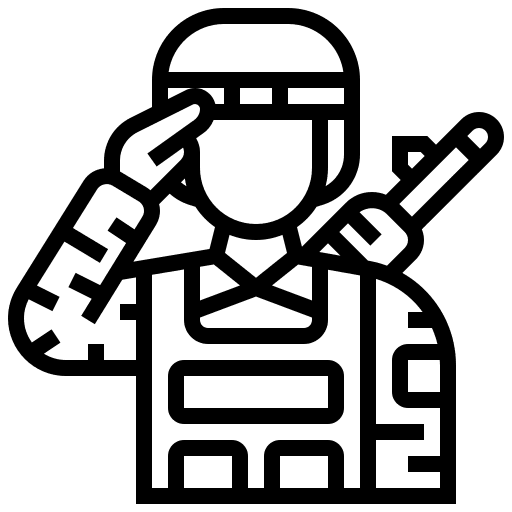 Military professions and jobs gun soldier icon
