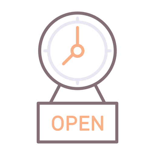 Working hours clock time open icon