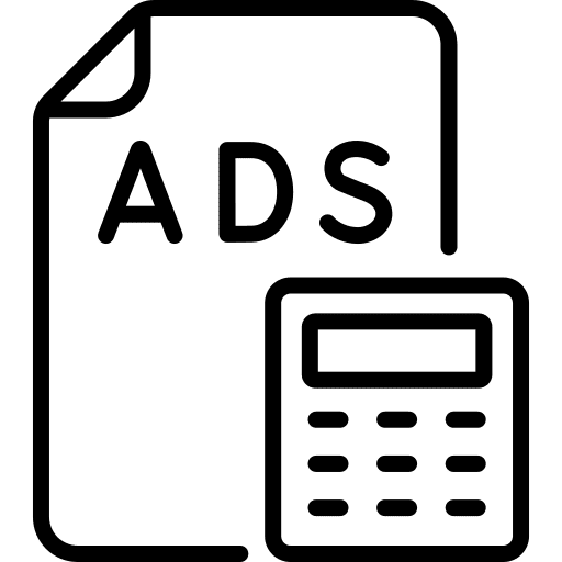 Ads calculation tools and utensils ads icon