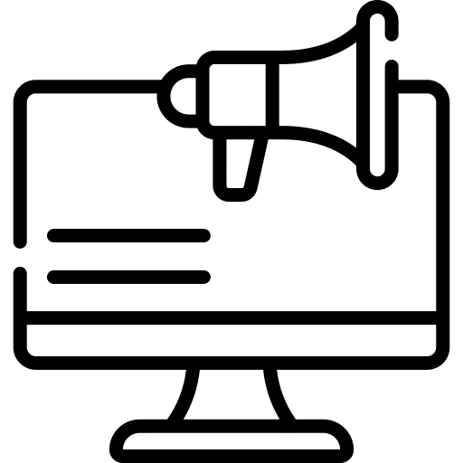 Advertising marketing megaphone monitor icon