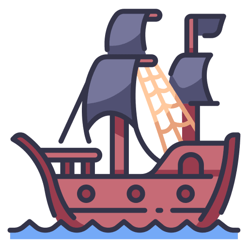 Pirate ship flag pirate ship sea icon