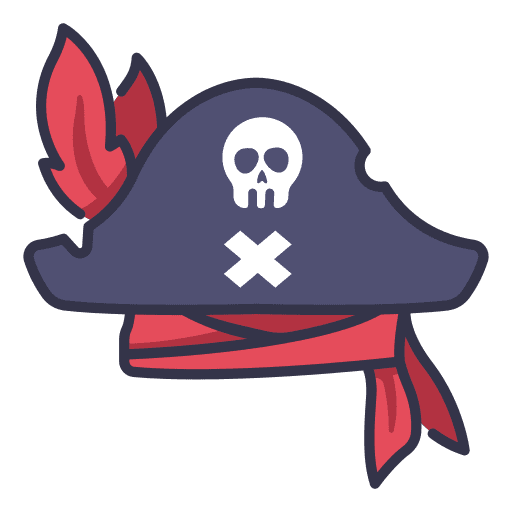 Pirate hat retro captain skull icon