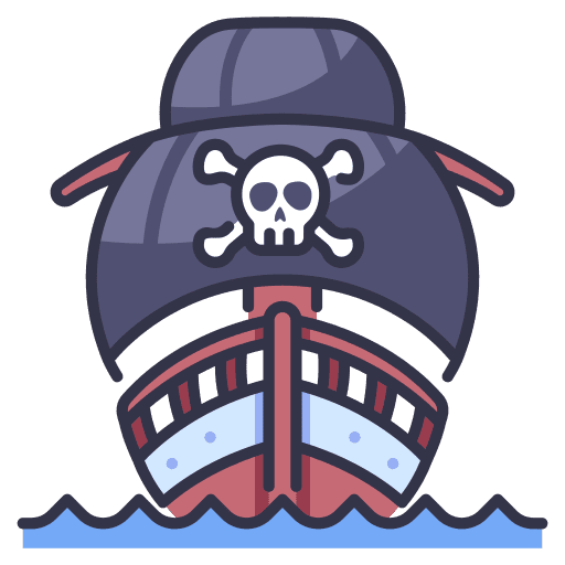 Pirate ship sail boat ocean icon