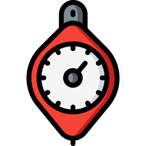 Gauge builder measuring building icon