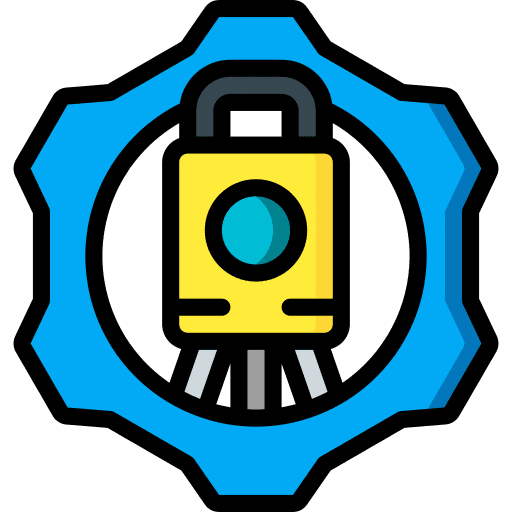 Gear measurement digital construction and tools icon