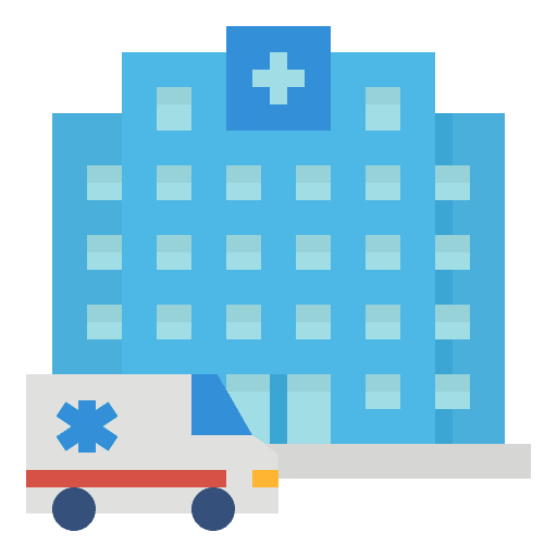 Hospital architecture and city architecture urban icon