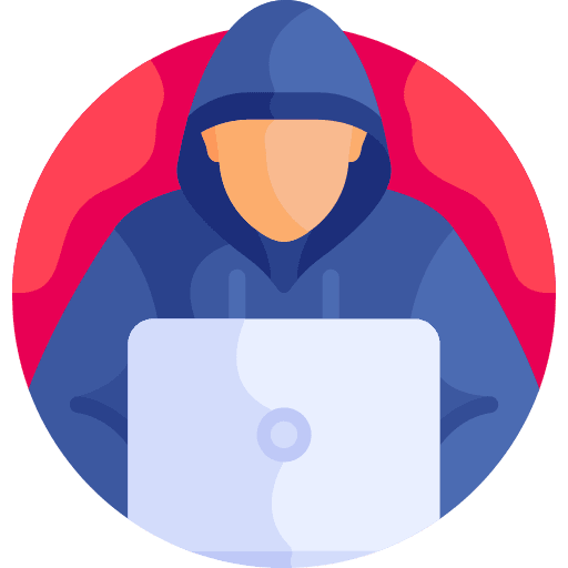 Hacker crime spyware laptop icon