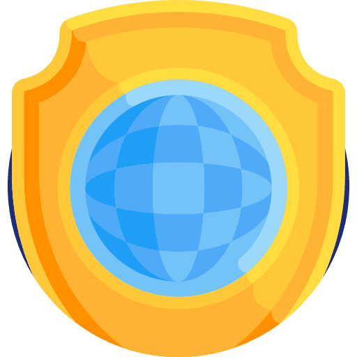 Global security shield secure worldwide icon
