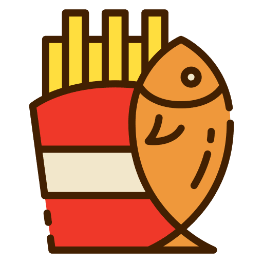 Fish and chips dish nutrition chips icon