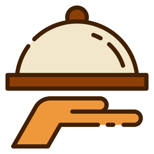 Waiter food and restaurant lunch serving dish icon