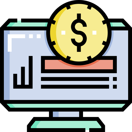 Digital pc monitor dollar icon