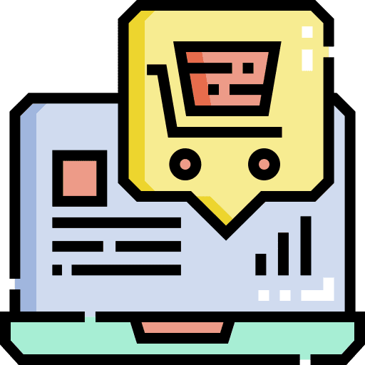 Ecommerce shipping and delivery laptop online shopping icon