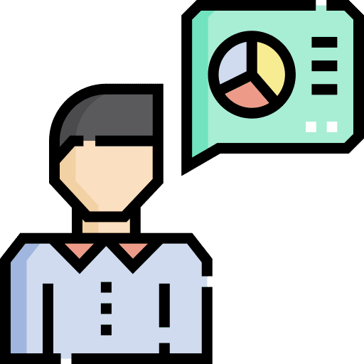 Thinking marketing pie chart communications icon