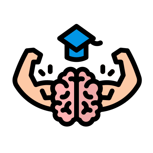 Brain knowledge brain graduation hat icon