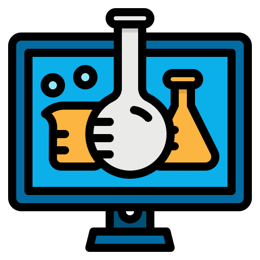 Laboratory computer chemical education icon