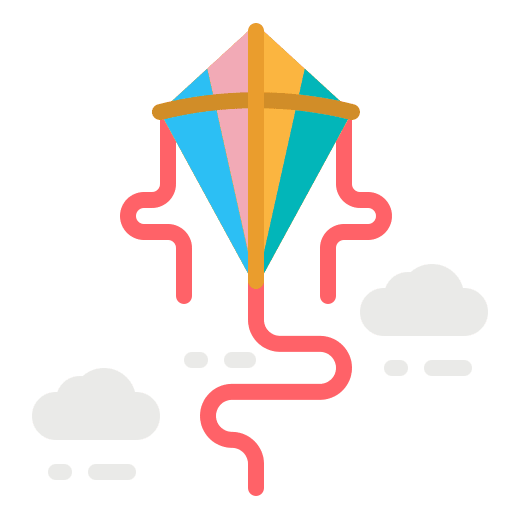 Kite fly kite kid and baby icon